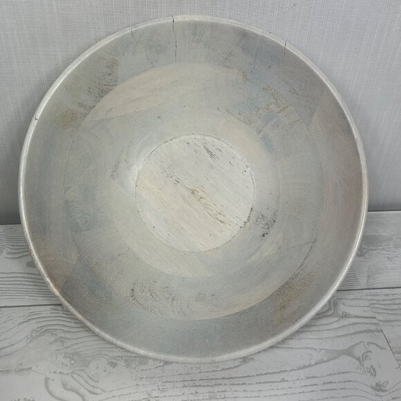 Handcrafted Wooden Decorative Bowl 12 Inches Bue White Grey‎ Boho - Picture 2 of 16